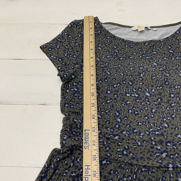 Boden Amelie Jersey Stretch Knit Dress Green Leopard Print Women's Sz 6R Pockets - Picture 12 of 16